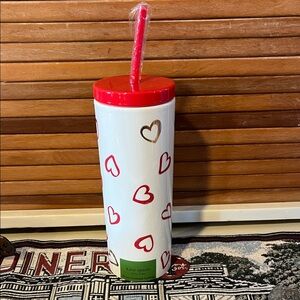 Kate Spade Red and White Heart Tumbler